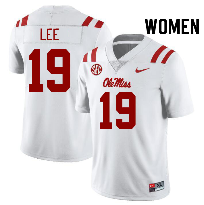 Women #19 Cayden Lee Ole Miss Rebels College Football Jerseys Stitched-White